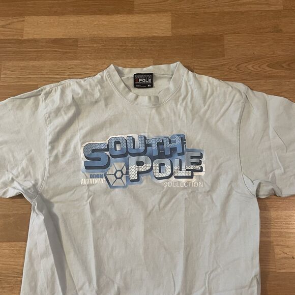 Vintage Y2K South Pole Grunge Spell Out T Shirt Size XL Light Blue - Picture 4 of 8